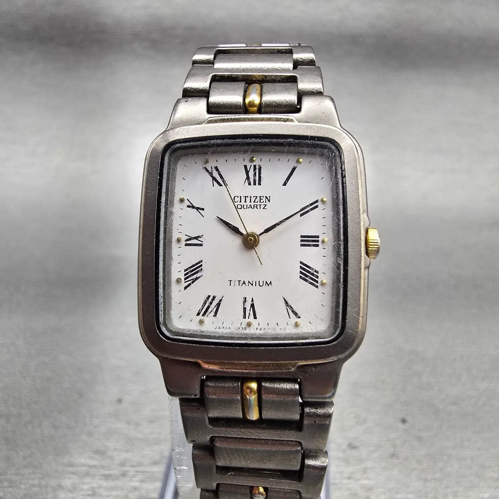 Citizen Tank Watch Women 22mm White Dial Titanium Rectangle 5431-F42341 New Batt0