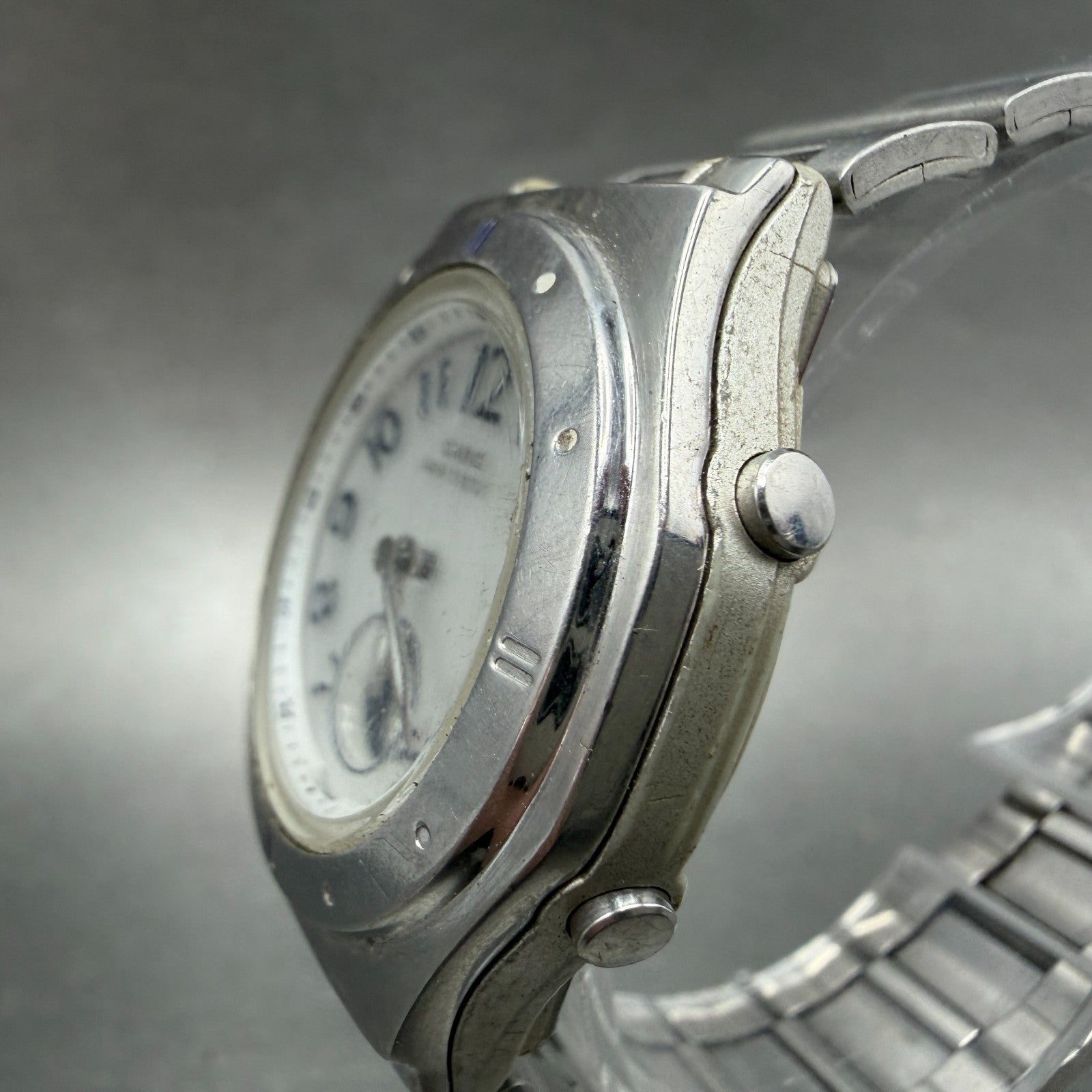 Casio Waveceptor Watch Women 35mm White Dial Silver Tone Analog Digital READ!!!!2