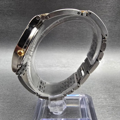 Seiko Pulsar Watch Men 35mm Silver Dial Silver Tone Date Round V732-X090 New Bat6