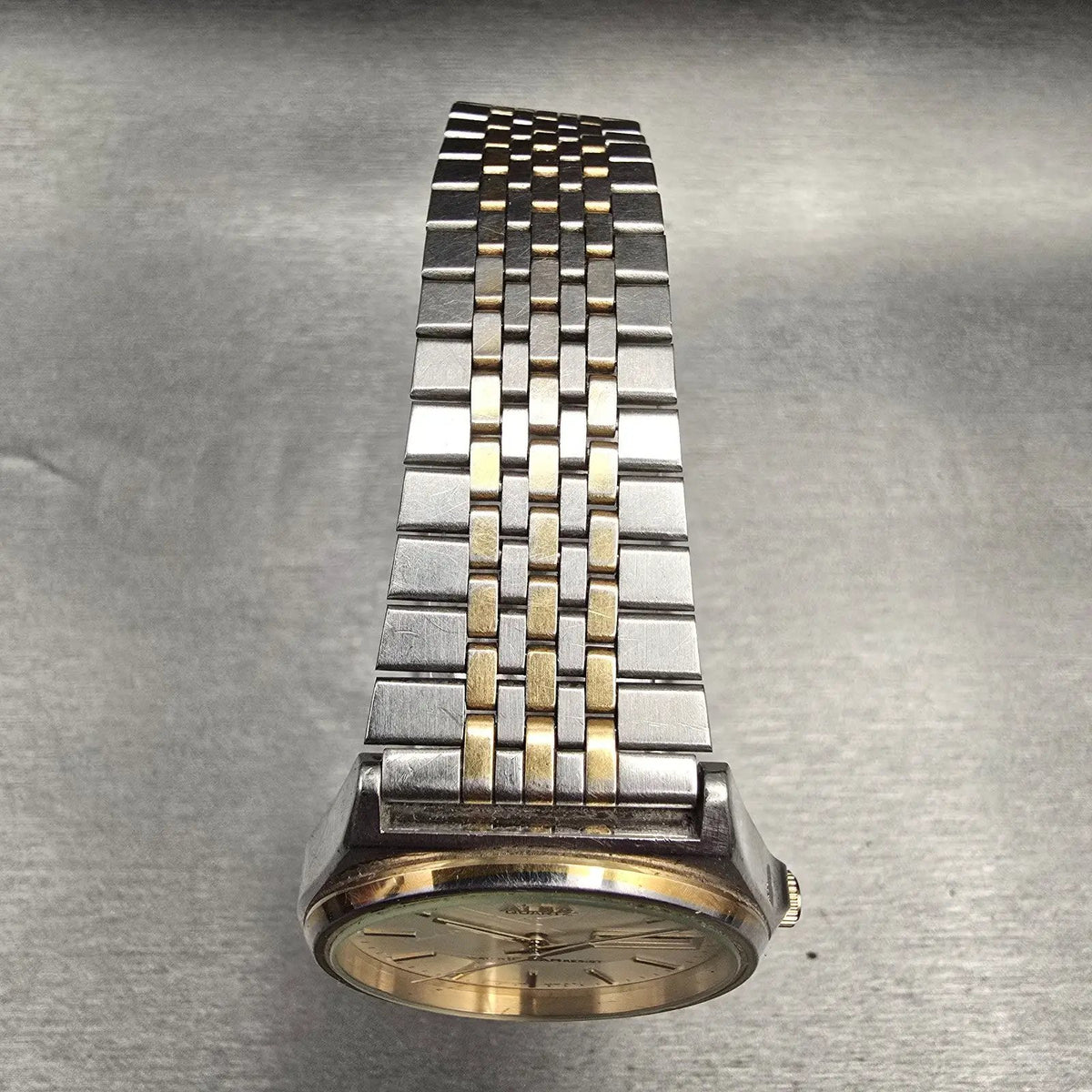 Seiko Alba Watch Men 34mm Ivory Dial Two Tone Daydate Round V743-8A10 New Batt4