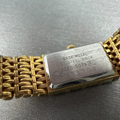 Seiko Tank Watch Women 12mm Champagne Dial Gold Tone 2e20-5079 New Battery 5129