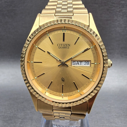 Citizen President Watch Men 35mm Gold Dial Gold Tone Daydate 6100-R00391 New Bat0