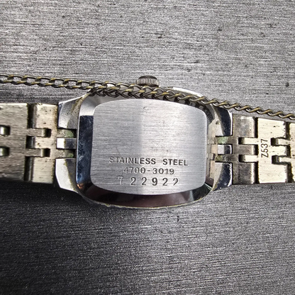 Seiko Watch Women 18mm Silver Dial Silver Tone Rectangle 4700-3019 New Battery10