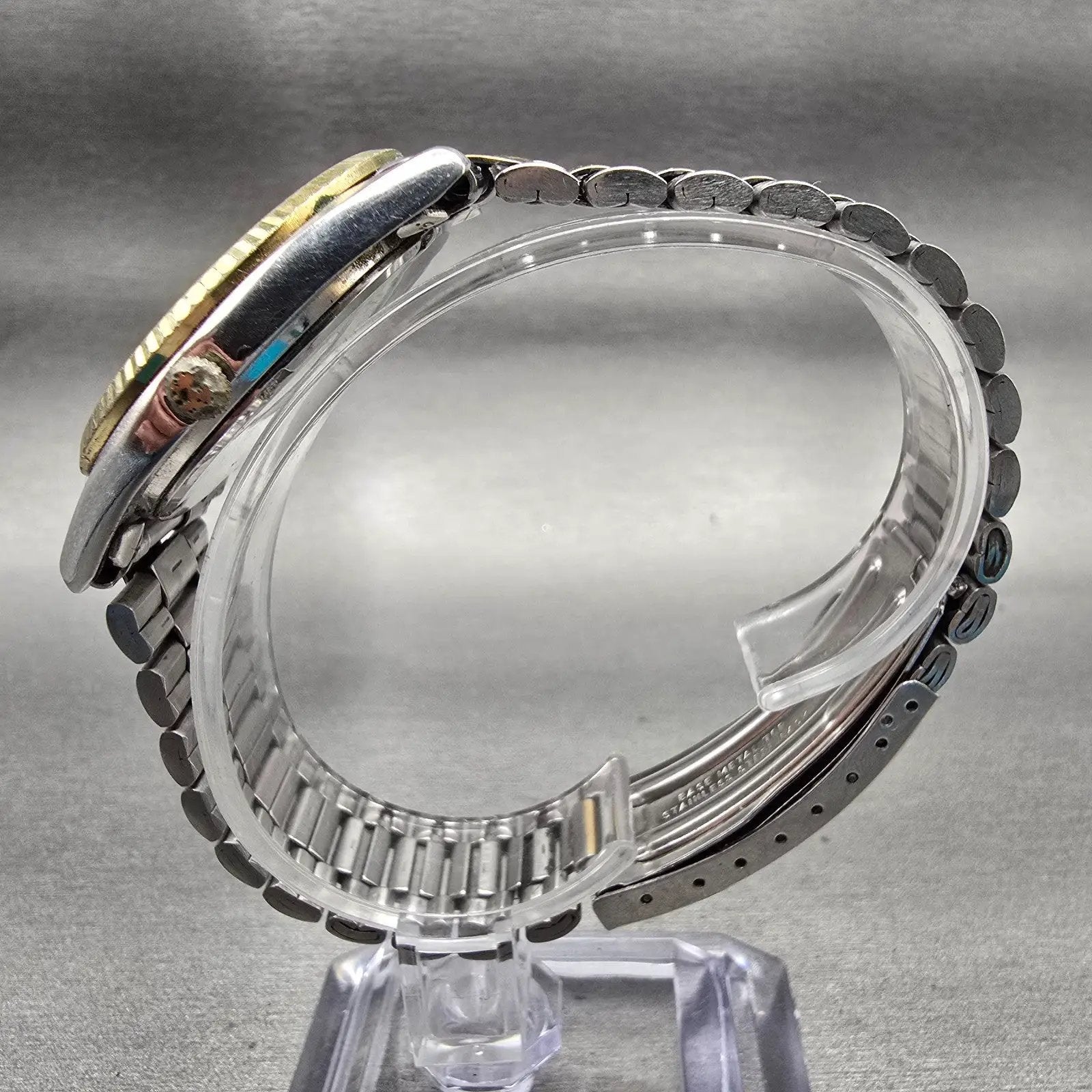 Seiko SQ President Watch Men 35mm Silver Dial Two Tone Daydate 6923-8080 New Bat6