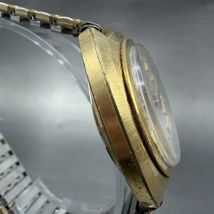 Seiko Electronic EL-370 Watch Men 38mm Champagne Dial Gold Tone Daydate New Batt3