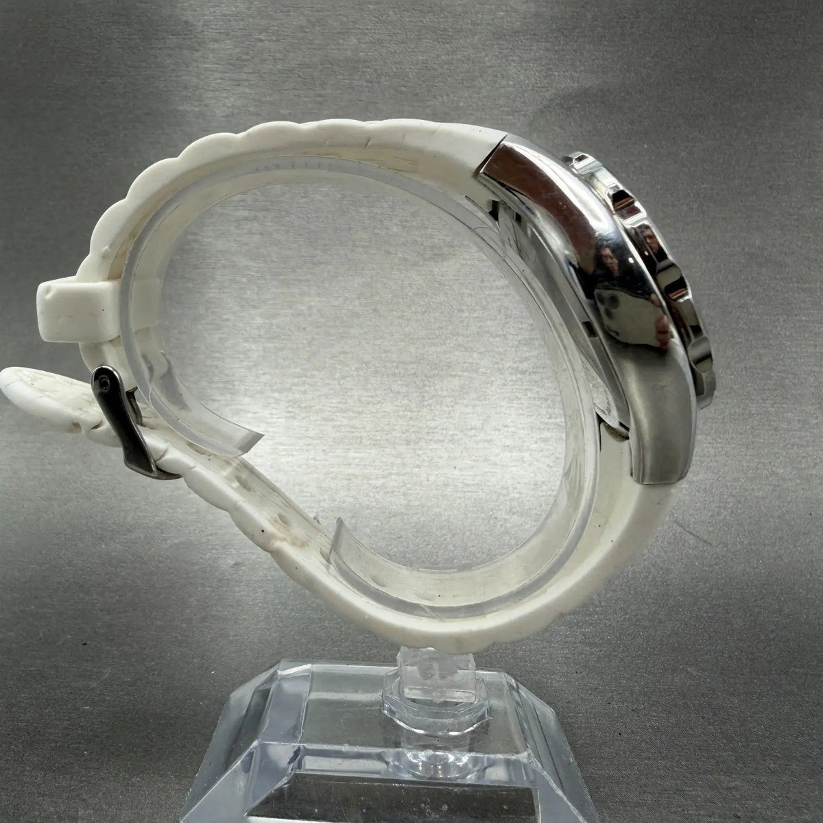 Michele Tahitian Chronograph Watch Women 40mm White Dial Steel Date New Battery8
