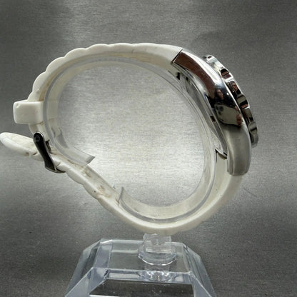 Michele Tahitian Chronograph Watch Women 40mm White Dial Steel Date New Battery8