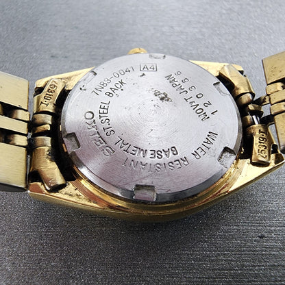 Seiko Watch Women 24mm Gold Dial Gold Tone Daydate Round 7N830041 New Battery9