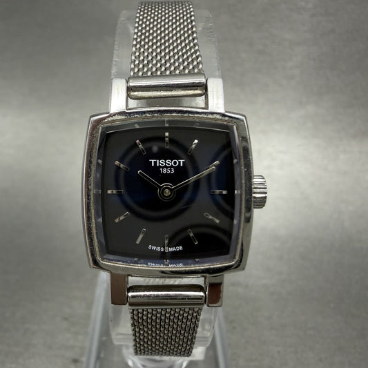 Tissot Tank Watch Women 20mm Blue Dial Steel Rectangle Mesh Band New Battery0