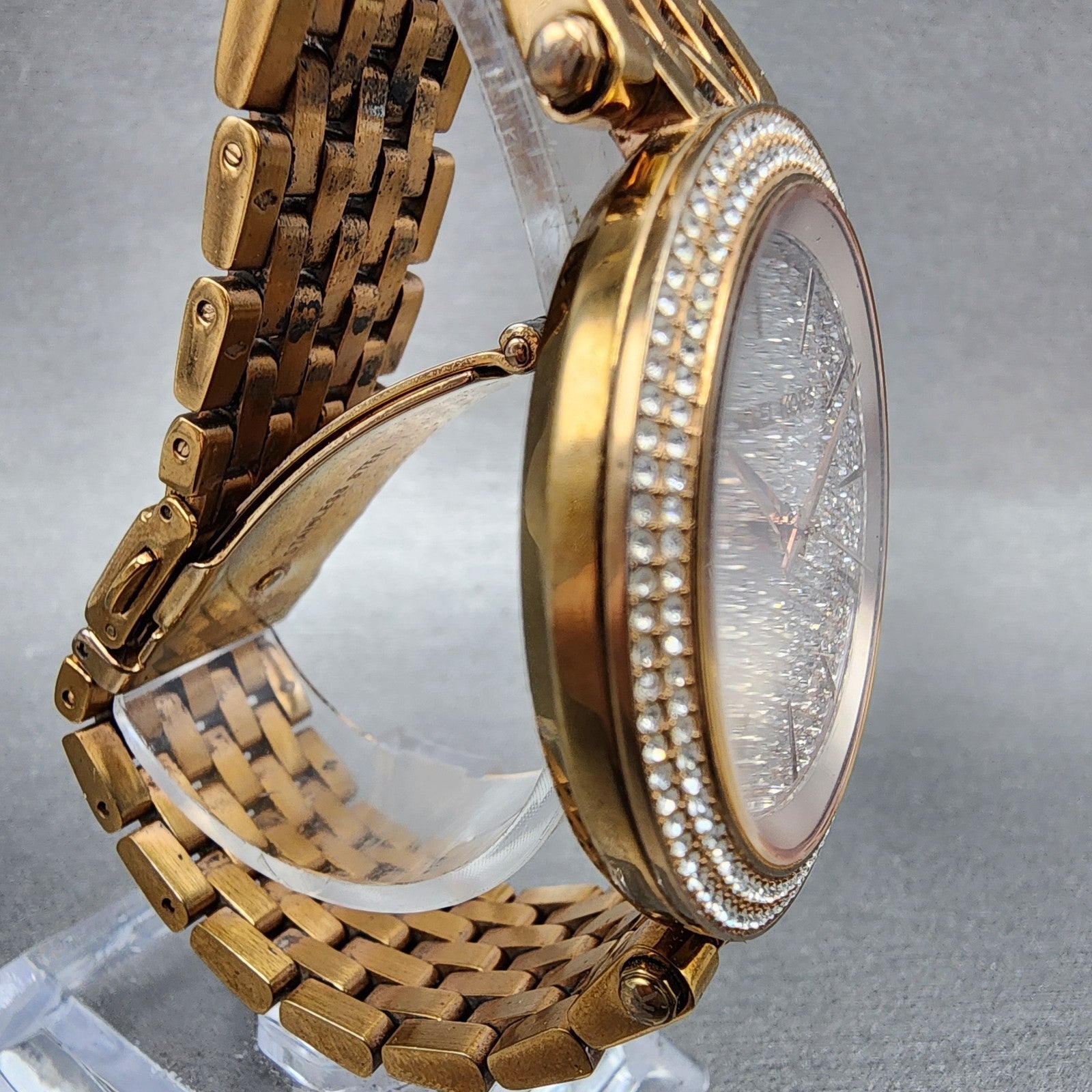 Michael Kors Darci Watch Women 39mm Crystal Dial Rose Gold Tone Round New Batt3
