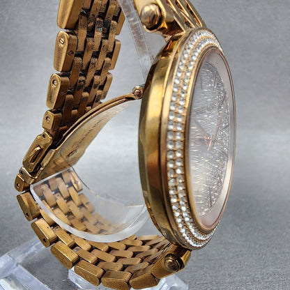 Michael Kors Darci Watch Women 39mm Crystal Dial Rose Gold Tone Round New Batt3