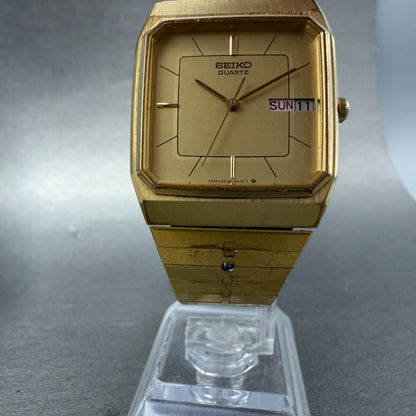 Seiko Watch Men 29mm Champagne Dial Gold Tone Daydate Square 6533-5039 PARTS VTG6