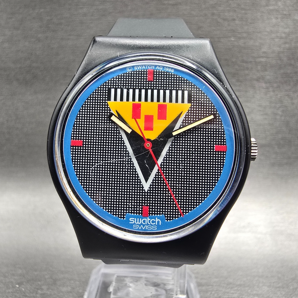 Swatch Lancelot Watch Men 34mm Black Dial Black Tone Round GB110 New Battery LPT0