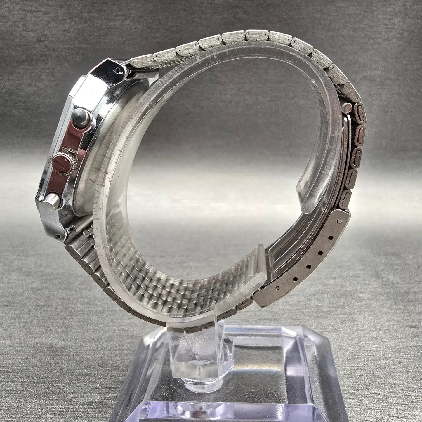 Seiko Alba Watch Men 32mm Silver Dial Silver Tone Daydate Alarm Y652-5290 NewBat6