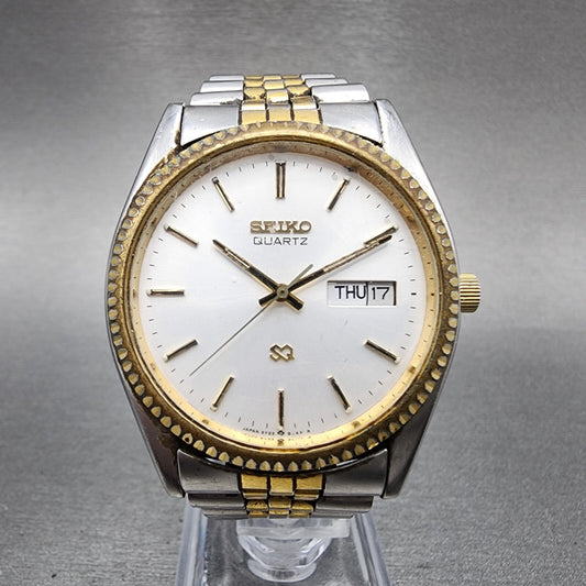Seiko SQ President Watch Men 36mm Silver Dial Two Tone Daydate 5y23-8a61 PARTS