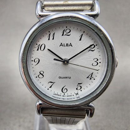 Seiko ALBA Watch Women 24mm Silver Dial Silver Tone Round V8110540 New Battery1