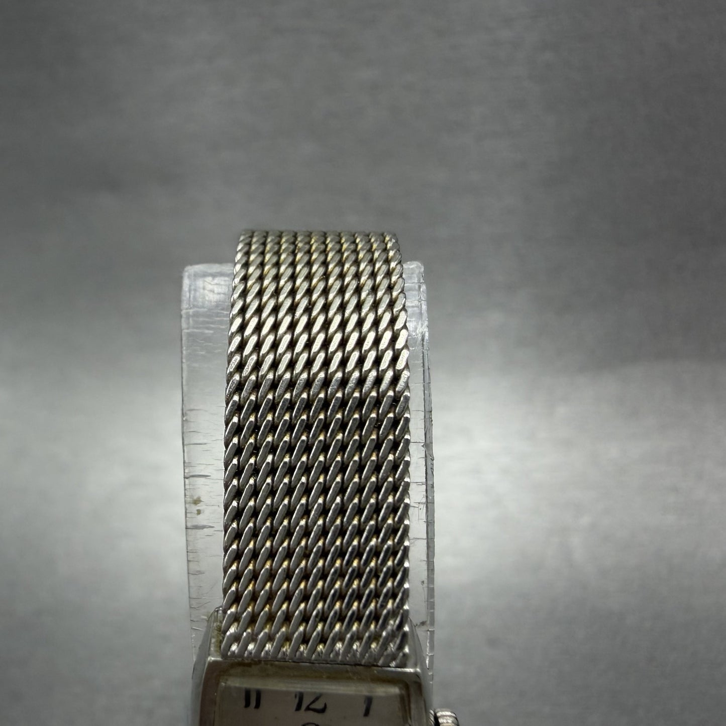 Omega Tank Watch Women 15mm Silver Dial 10K Gold Filled  Manual Wind Cal 4854