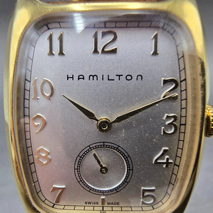 Hamilton Boulton Watch Men 27mm Silver Dial Gold Small Seconds H134310 New Batt1