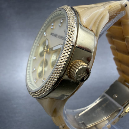 Michael Kors Jet Set Watch Women 37mm MOP Dial Gold Tone Daydate MK-5039 New Bat2