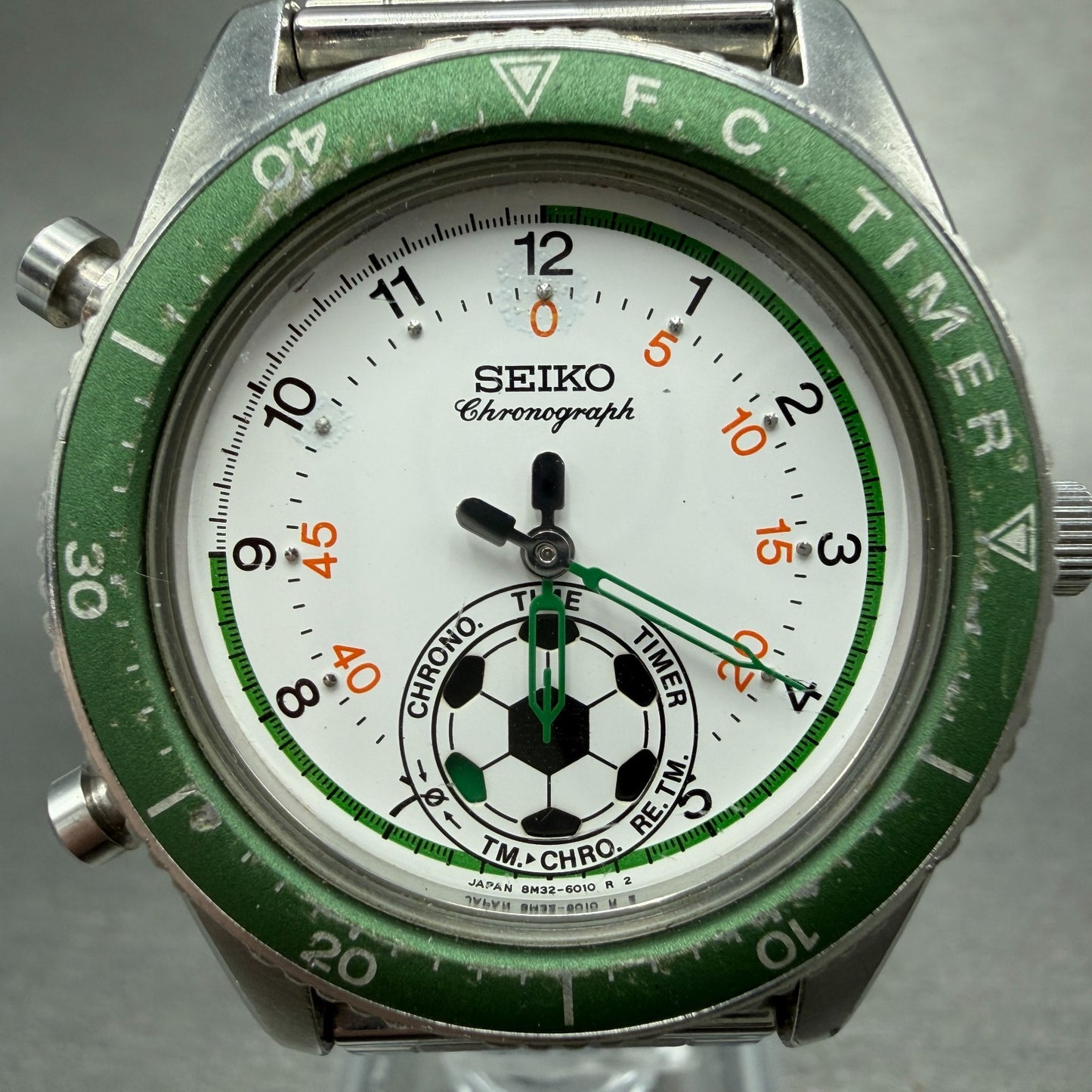 Seiko F.C Timer Soccer Watch Men White Dial Steel Round 8M32-6010 PARTS2
