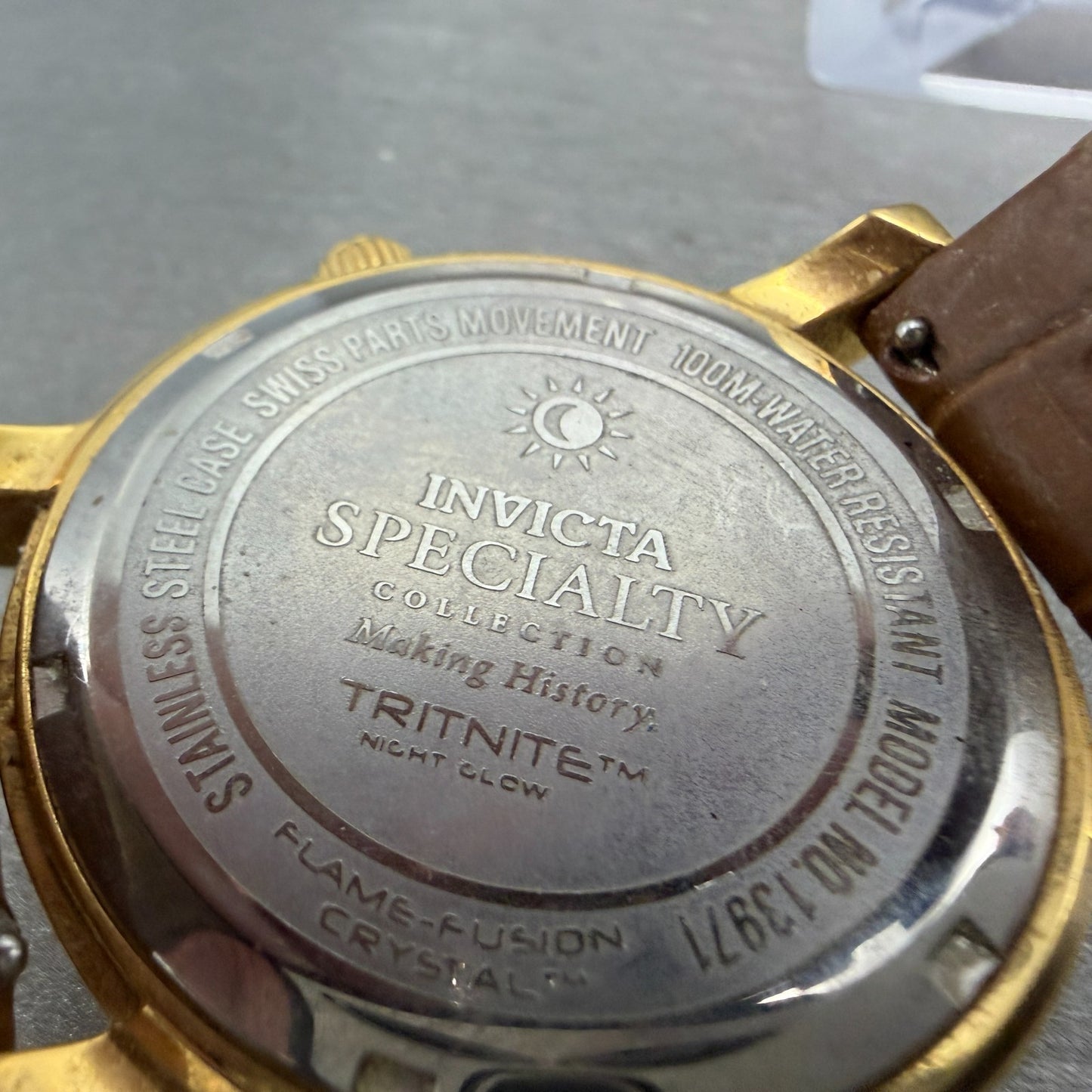 Invicta Specialty Watch Men 42mm Silver Dial Gold Tone Date 13971 New Battery9
