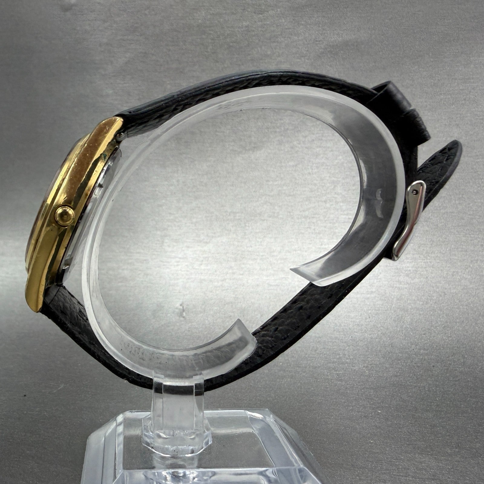 Seiko SQ Watch Men 35mm Black Dial Gold Tone Daydate Round 8223-8019 New Battery6