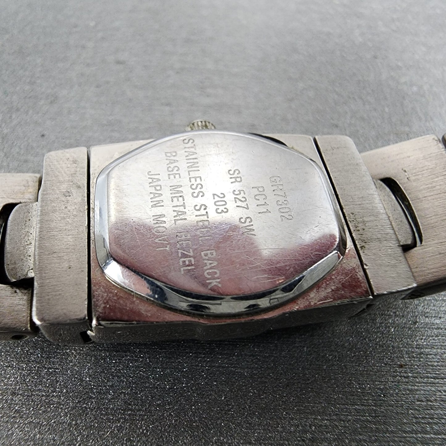 Gruen Hideaway Watch Women 16mm Pink Dial Silver Tone Rectangle GR7302 New Batt10