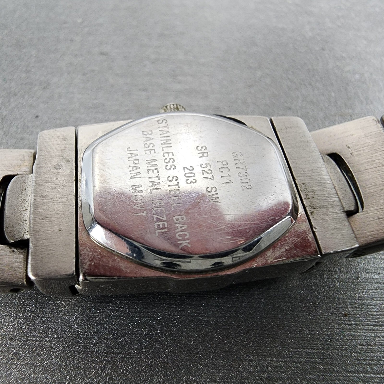 Gruen Hideaway Watch Women 16mm Pink Dial Silver Tone Rectangle GR7302 New Batt10