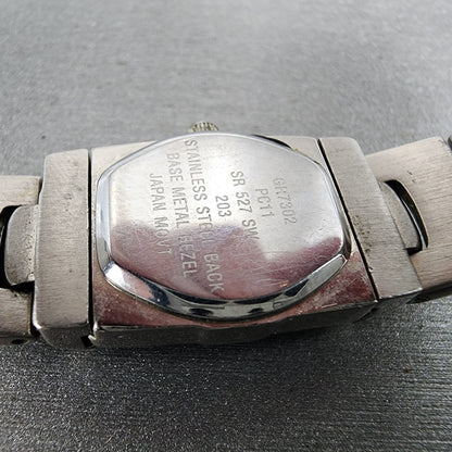 Gruen Hideaway Watch Women 16mm Pink Dial Silver Tone Rectangle GR7302 New Batt10
