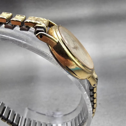 Seiko Watch Women 21mm Cream Dial Gold Tone Date Round 3E22-0069 New Battery VTG3
