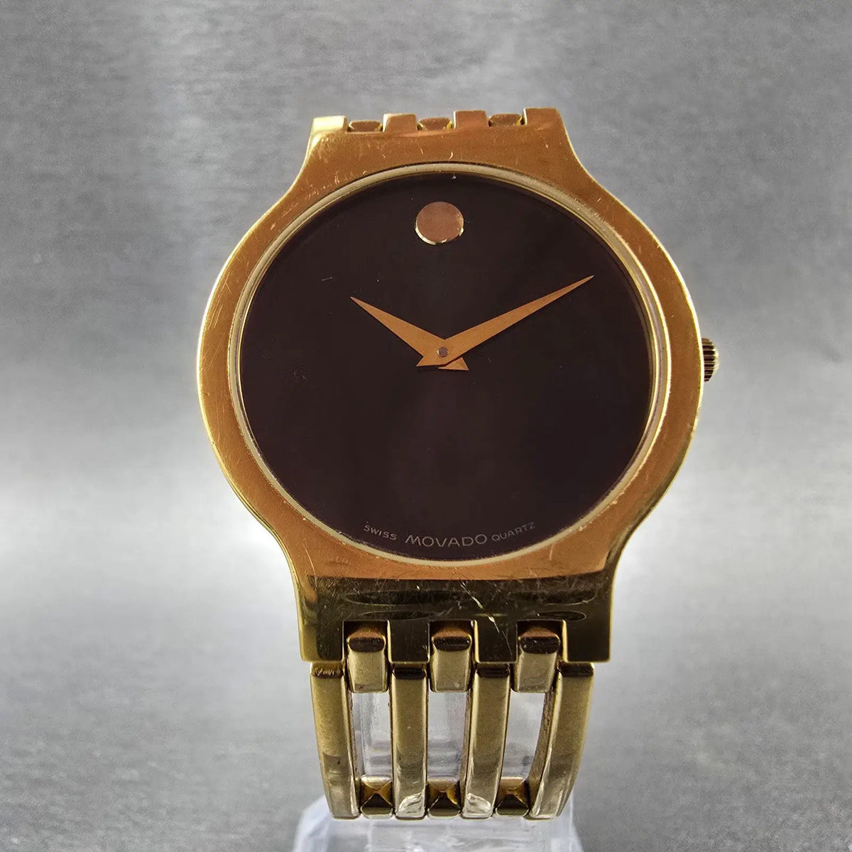 Movado Esperanza Watch Men 32mm Black Dial Gold Tone 84.19.861 New Battery5