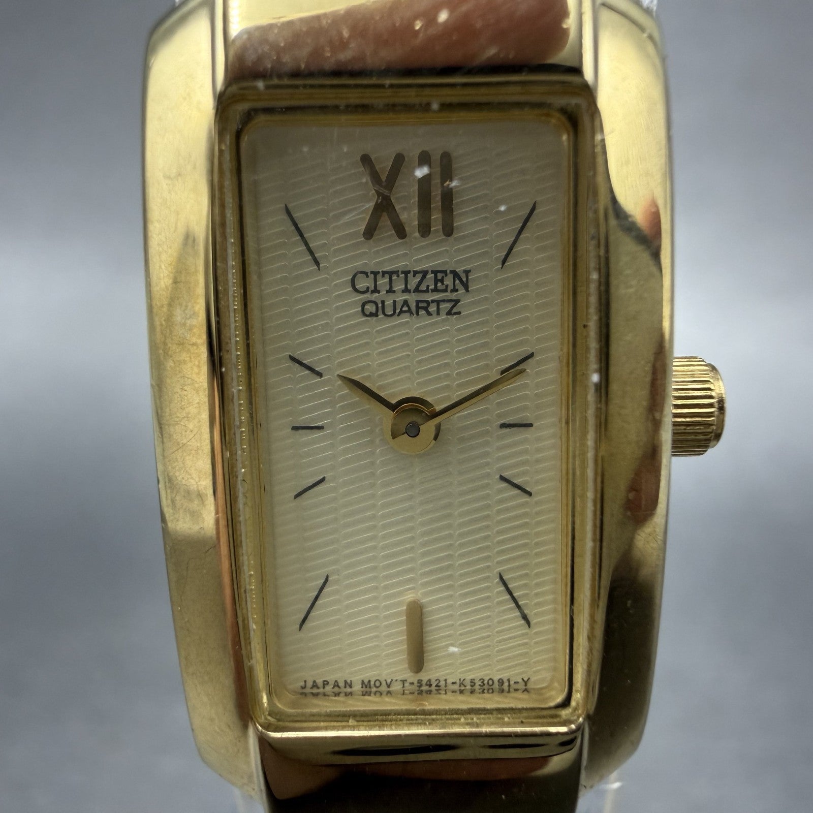 Citizen Tank Watch Women 14mm Champagne Dial Gold Tone 5421K17497 New Battery1