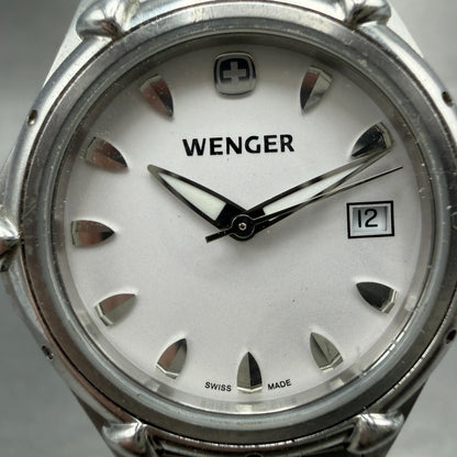 Wenger Watch Women 30mm White Dial Silver Tone Date Round 7023X New Battery1