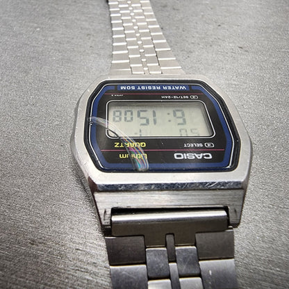 Casio W62 Watch Men 34mm Digital Silver Tone Octagon READ!! New Battery Vintage4