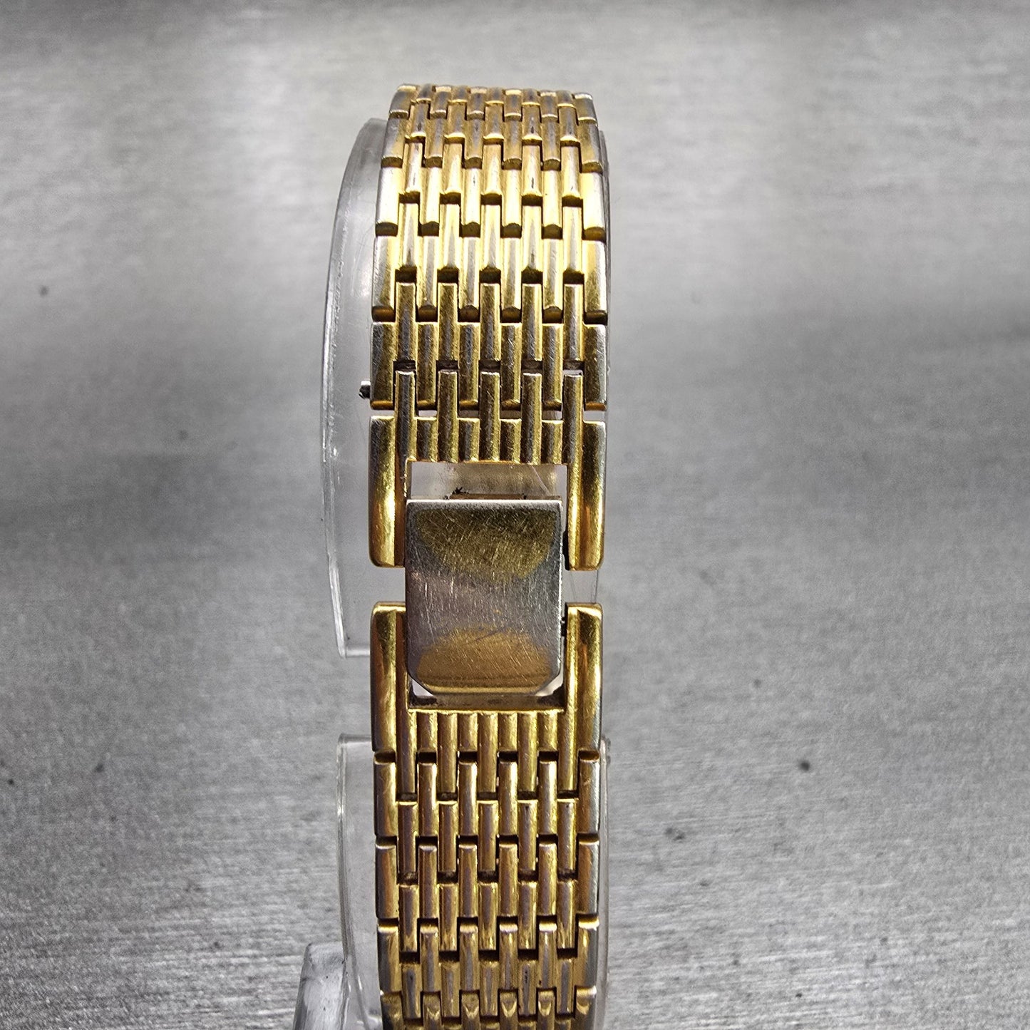 Seiko Watch Women 13mm Gold Dial Gold Tone Rectangle 2E20-6700 New Battery VTG7