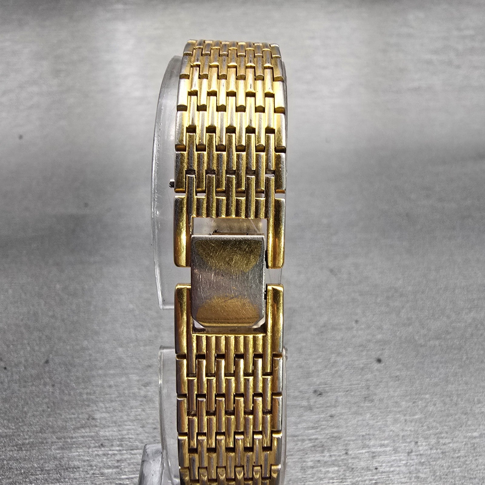Seiko Watch Women 13mm Gold Dial Gold Tone Rectangle 2E20-6700 New Battery VTG7