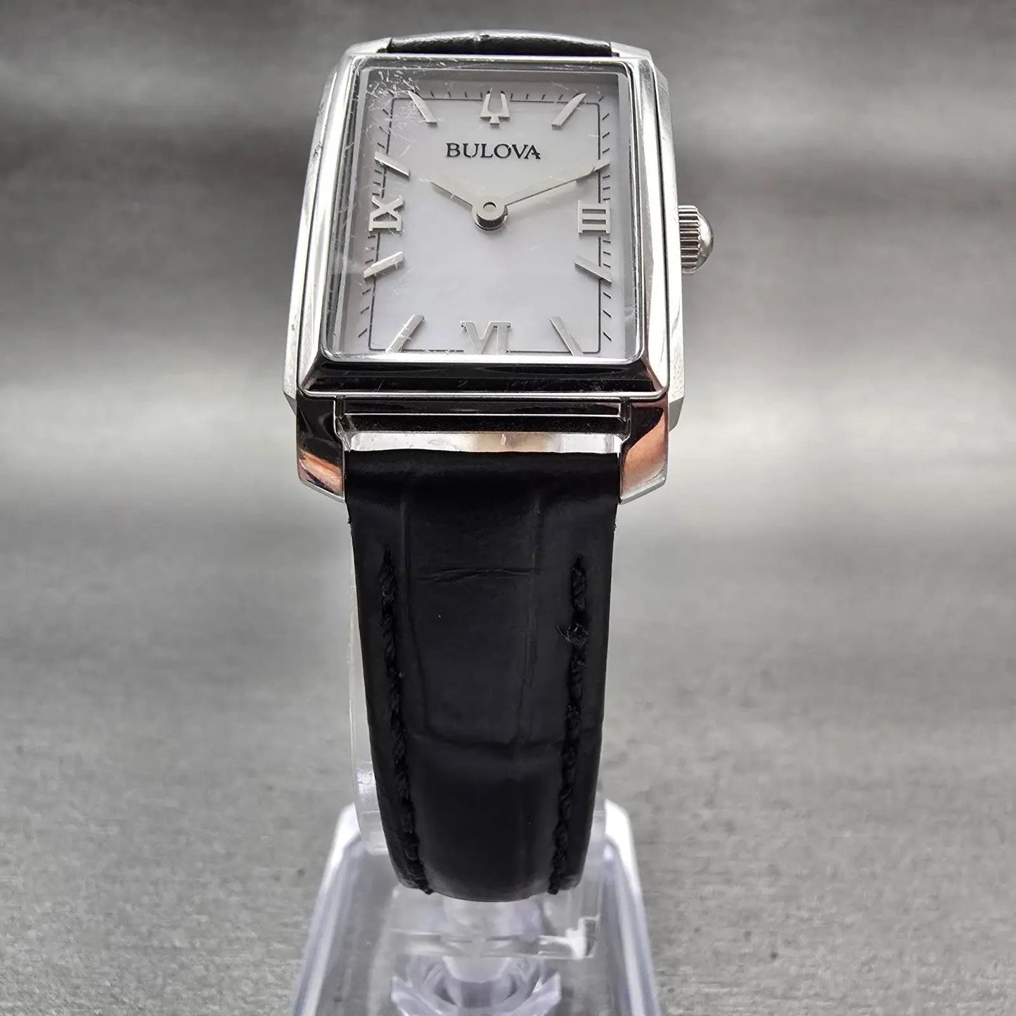 Bulova Tank Watch Women 21mm MOP Dial Silver Tone Rectangle 96L330 New Battery5