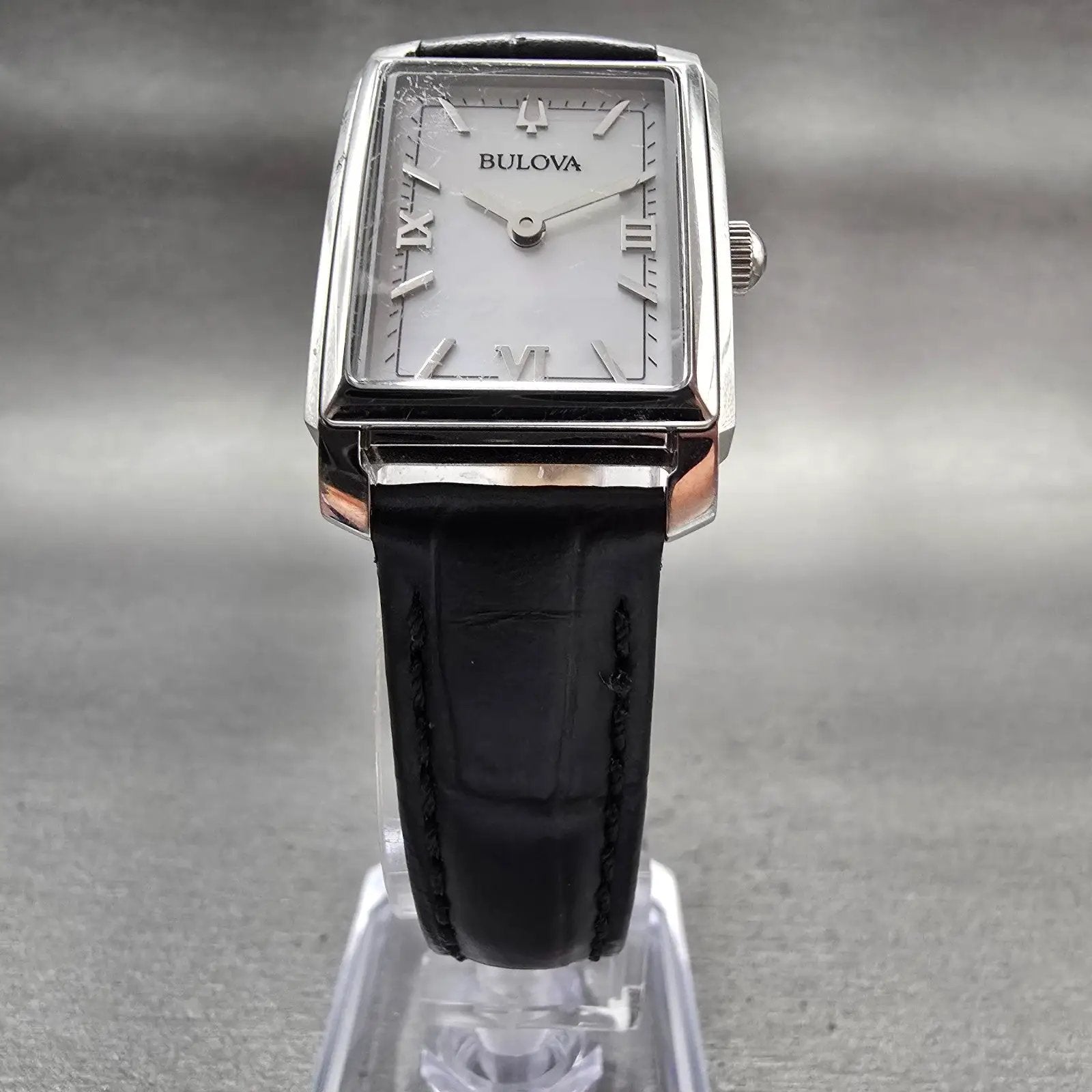 Bulova Tank Watch Women 21mm MOP Dial Silver Tone Rectangle 96L330 New Battery5