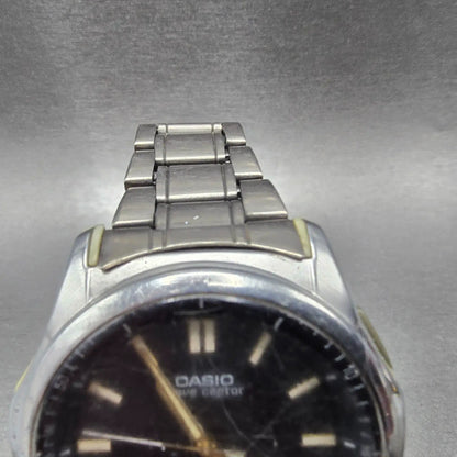 Casio Wave Ceptor Watch Men 42mm Black Dial Steel Solar Analog Digital Works JP94