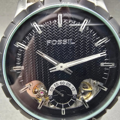 Fossil Twist Watch Men 48mm Black Dial Silver Tone Round ME-1048 New Battery1