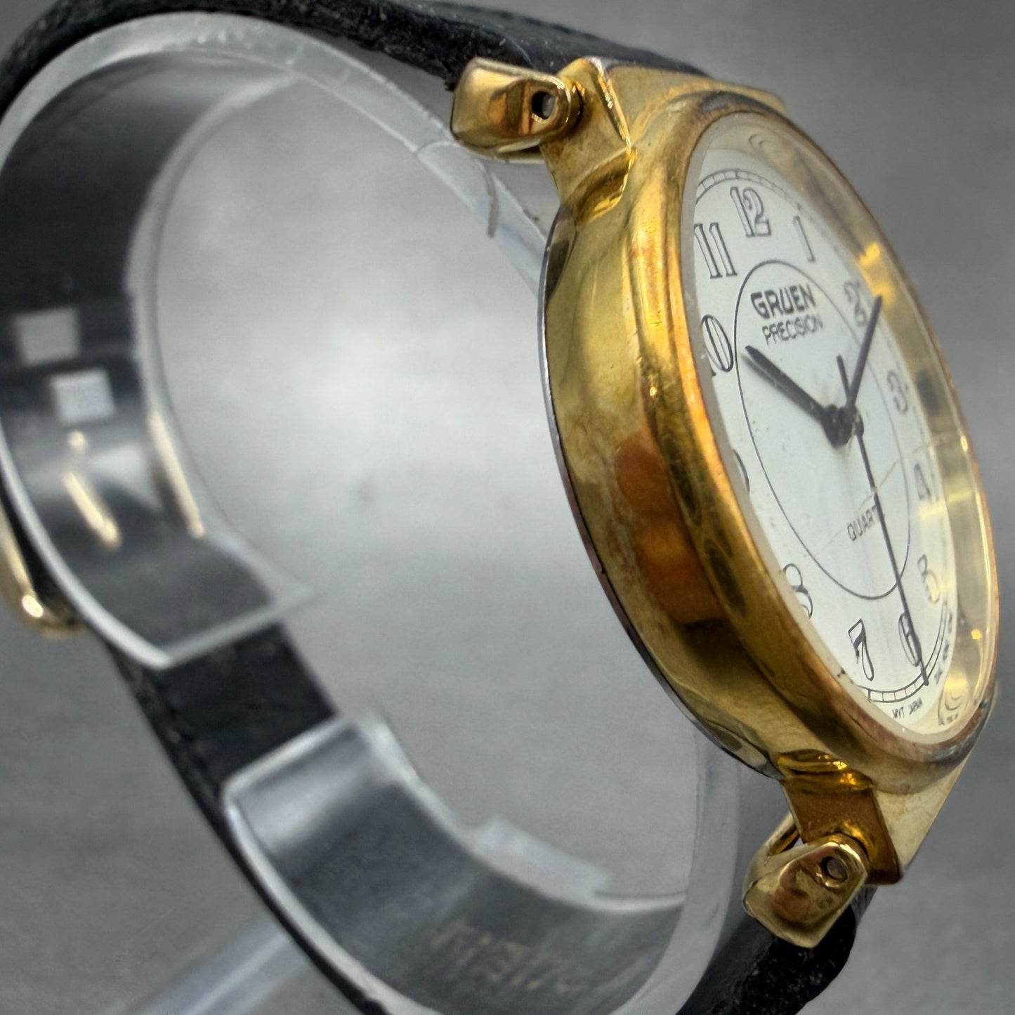 Gruen Precision Watch Men 31mm White Dial Gold Tone Round  New Battery3