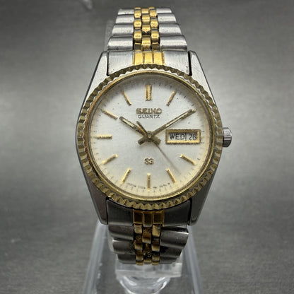 Seiko SQ Watch Women 24mm White Dial Two Tone Daydate 3y03-0169 New Battery IF200
