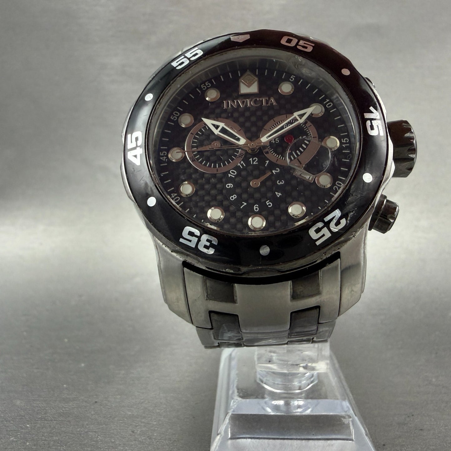 Invicta Pro Diver Chronograph Watch Men 48mm Black Dial Steel Date New Battery5