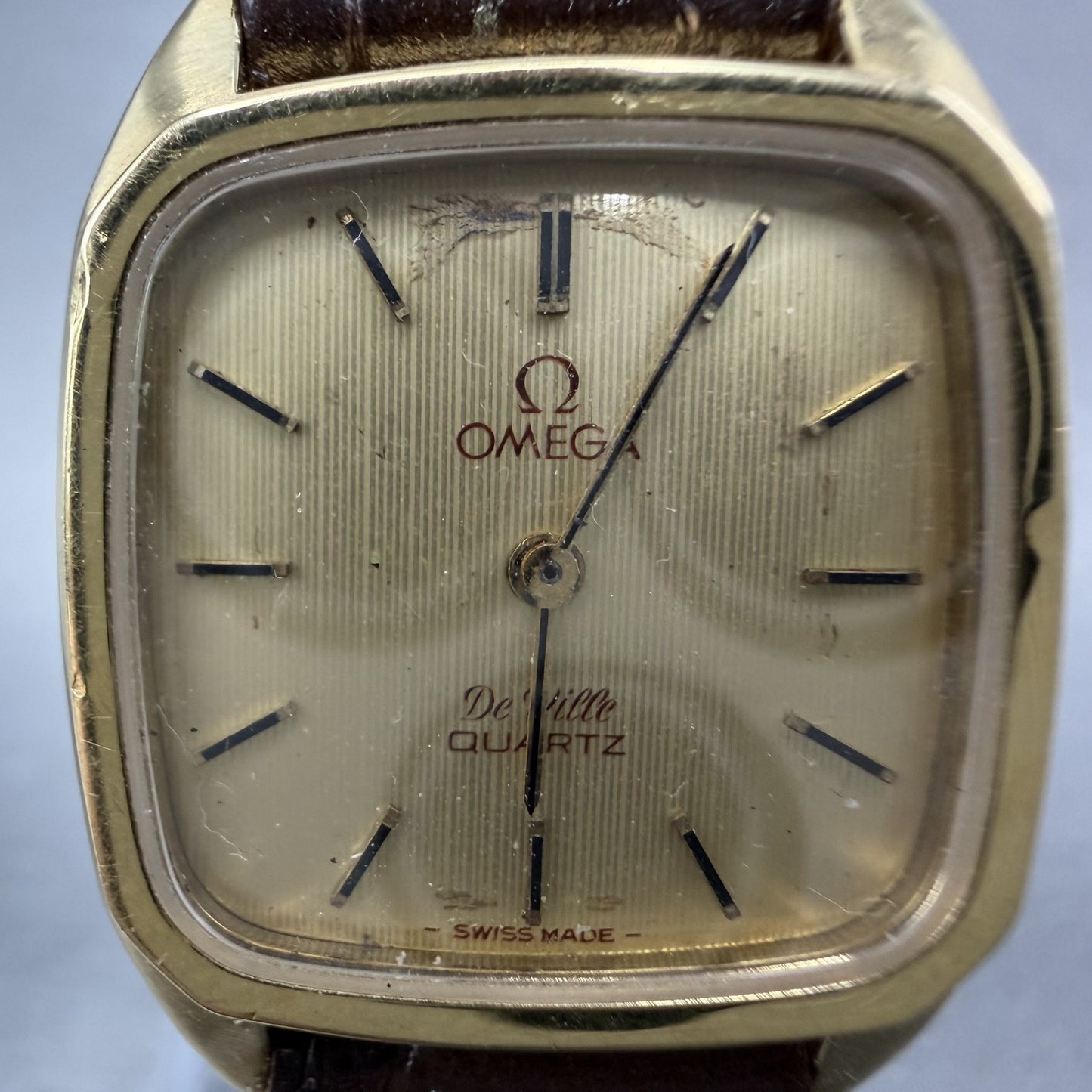 Omega De Ville Tank Watch Women 22mm Gold Dial Gold Tone Cal 1365 VTG PARTS2