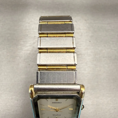 Seiko Dolce Watch Men 25mm Silver Dial Two Tone Rectangle 7741-5050 New Battery4