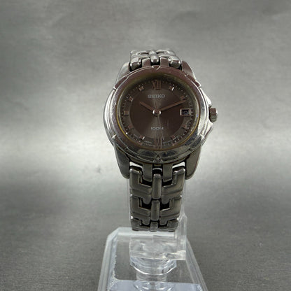 Seiko Watch Women 26mm Black Dial Silver Tone Date Round 7N82-0AM0 New Battery N5