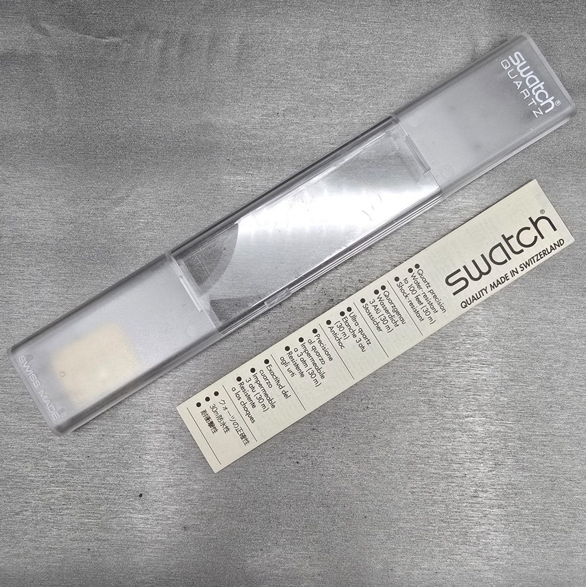 Swatch Decoscraper Watch Men 34mm Silver Dial Black Case GP109 New Battery NOS18