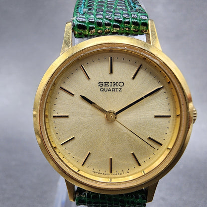 Seiko Watch Women 24mm Gold Dial Gold Tone Round 54210090 New Battery1