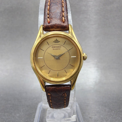 Seiko Watch Women 21mm Champagne Dial Gold Tone Round 4n000600 New Battery0