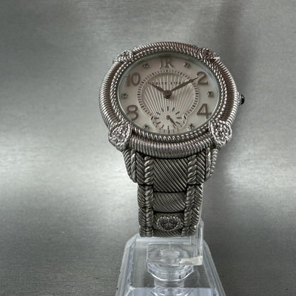 Judith Ripka Watch Women MOP Dial Sterling Silver Small Second Round New Battery5